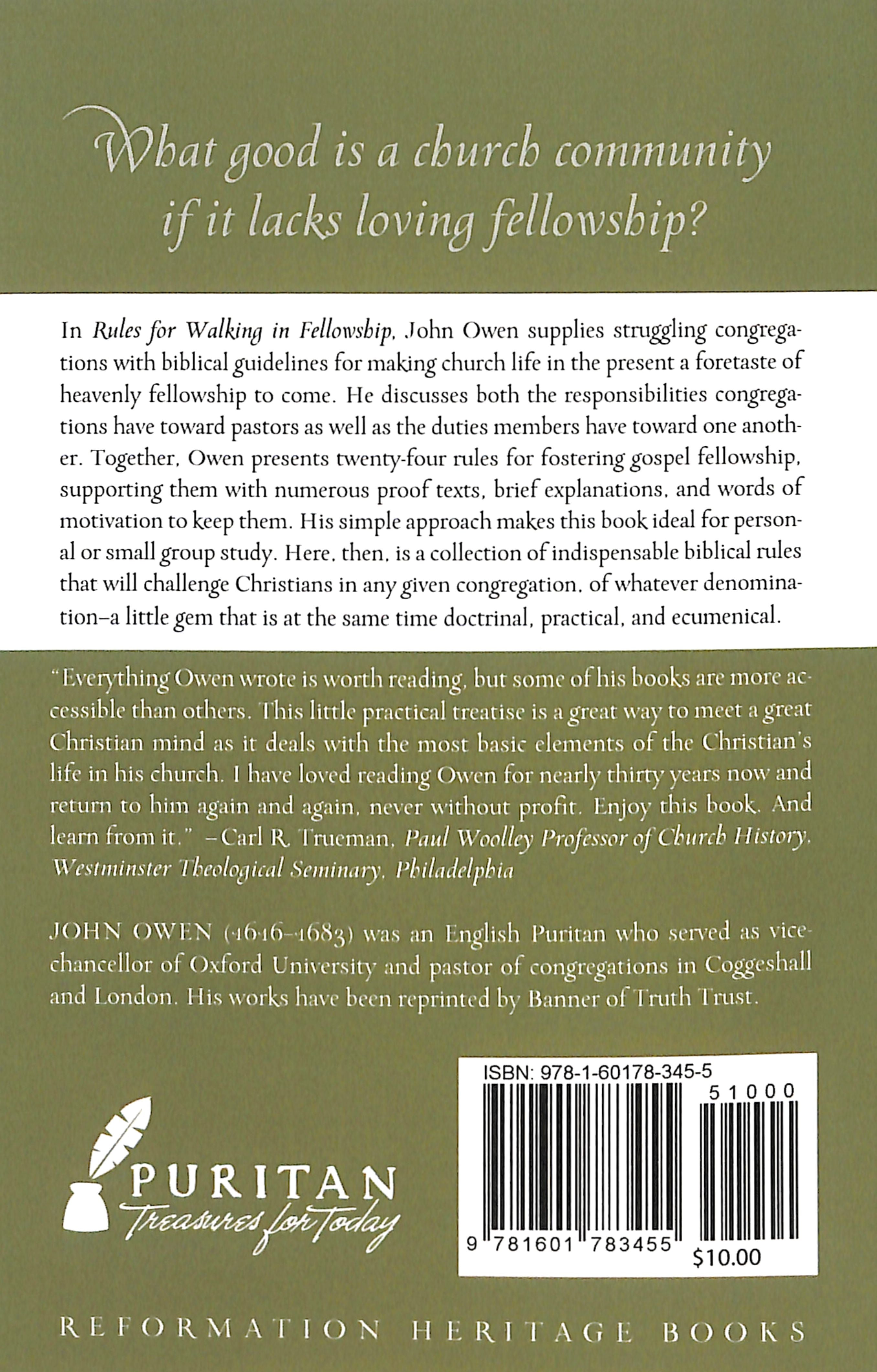 Rules For Walking in Fellowship (Puritan Treasures For Today Series)