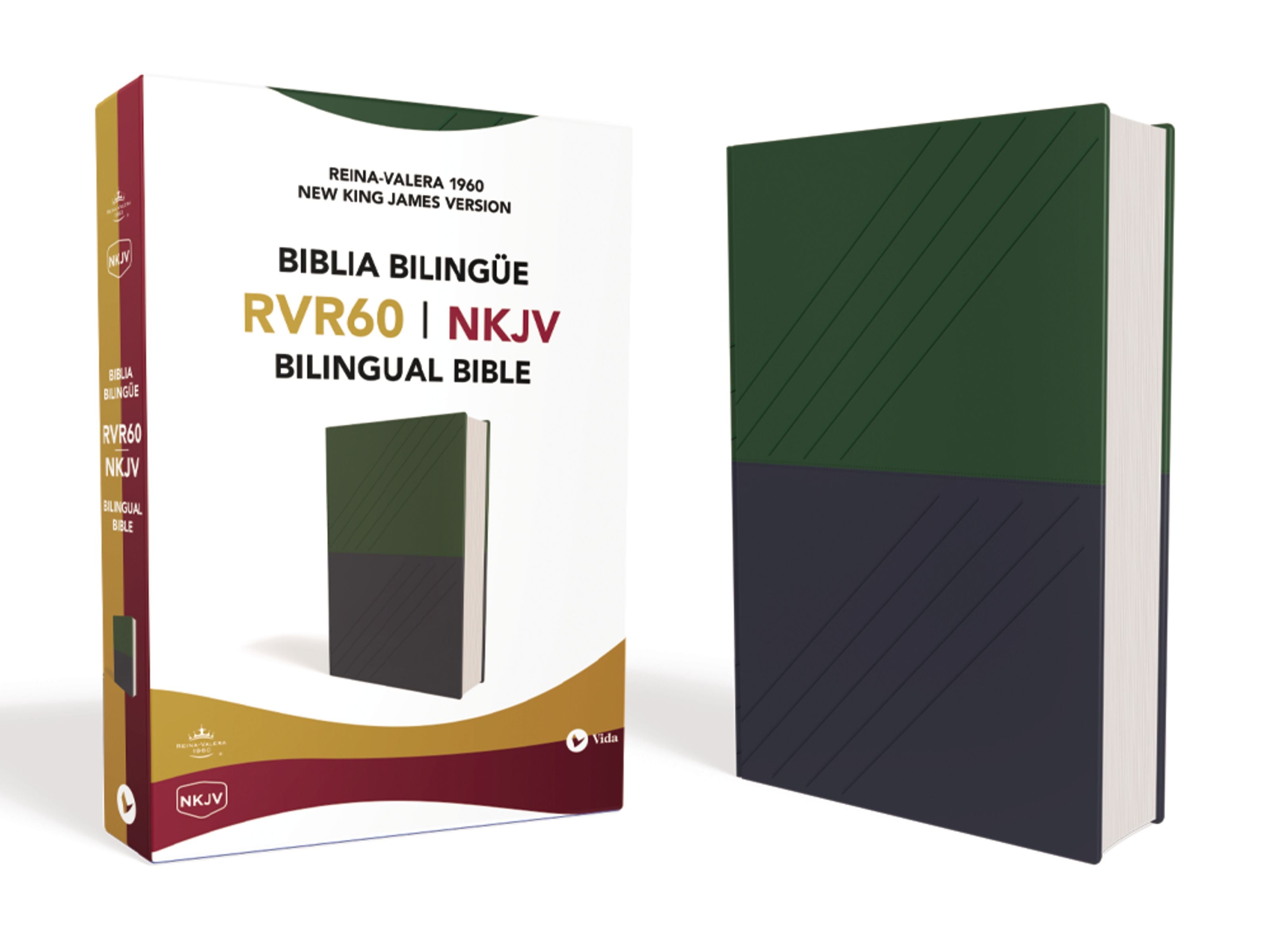 RVR60/NKJV Spanish/English Bilingual Bible Blue/Green