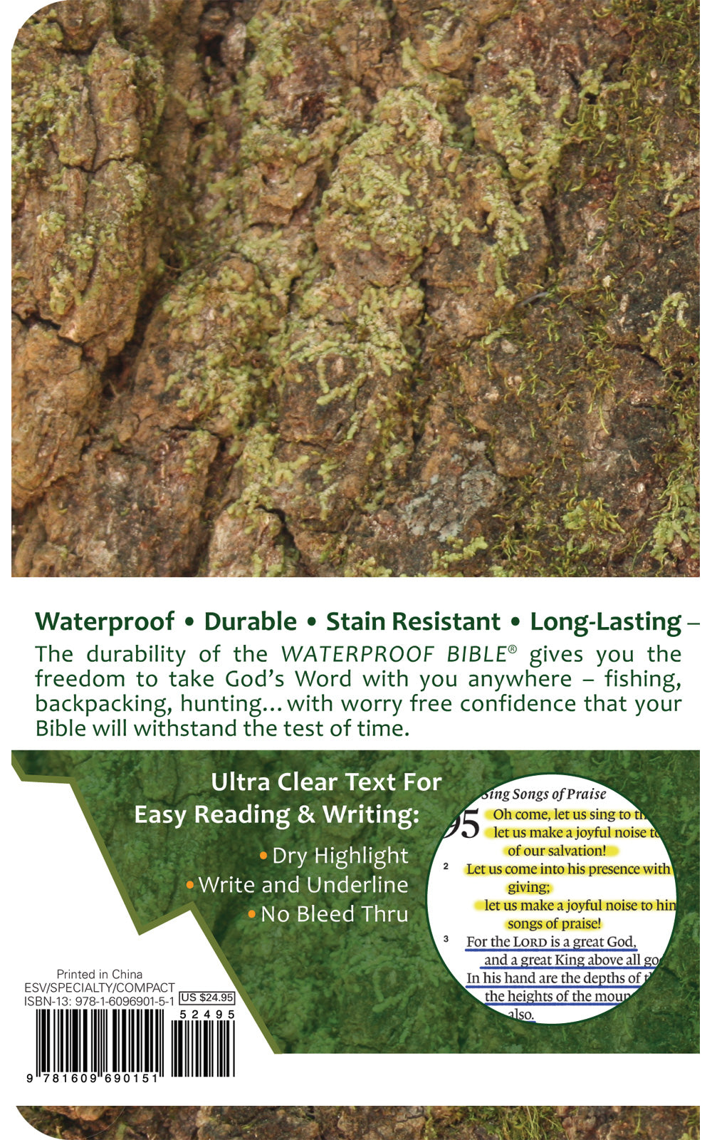 ESV Waterproof Bible New Testament Psalms and Proverbs Bark/ Camo (Black Letter Edition)