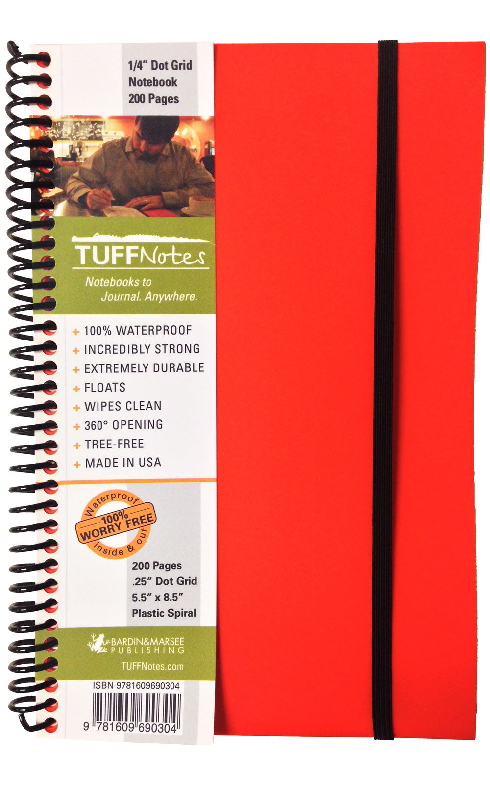 Tuffnotes Waterproof Notebook, Orange, Dot Grid