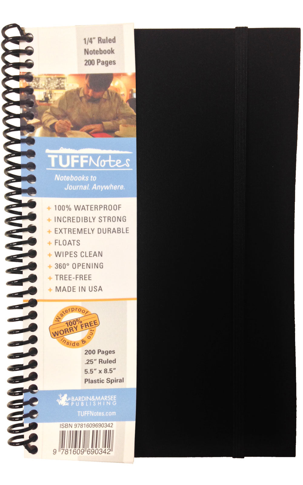 Tuffnotes Waterproof Notebook, Black, Ruled