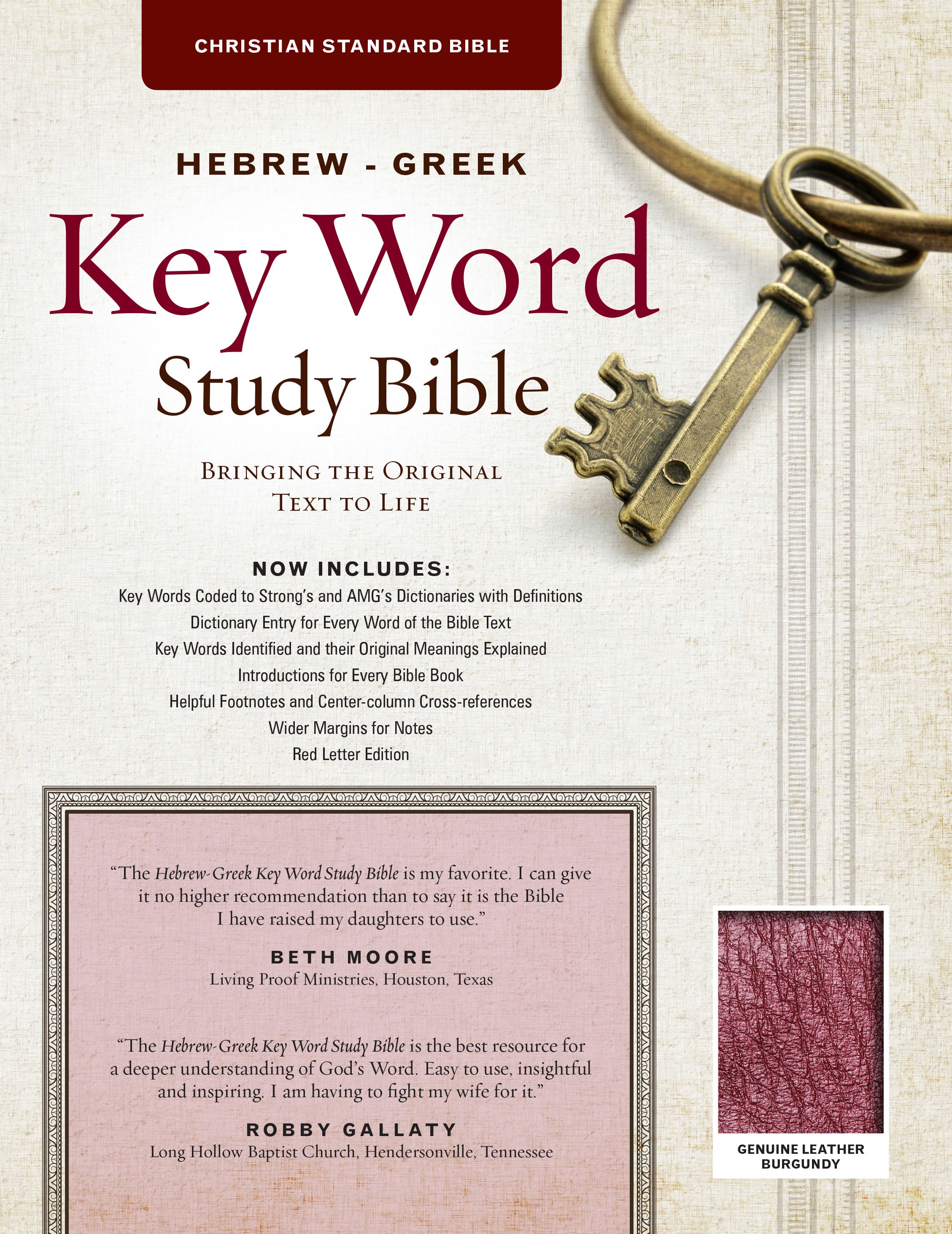 CSB Hebrew-Greek Key Word Study Bible Burgundy (Red Letter Edition)