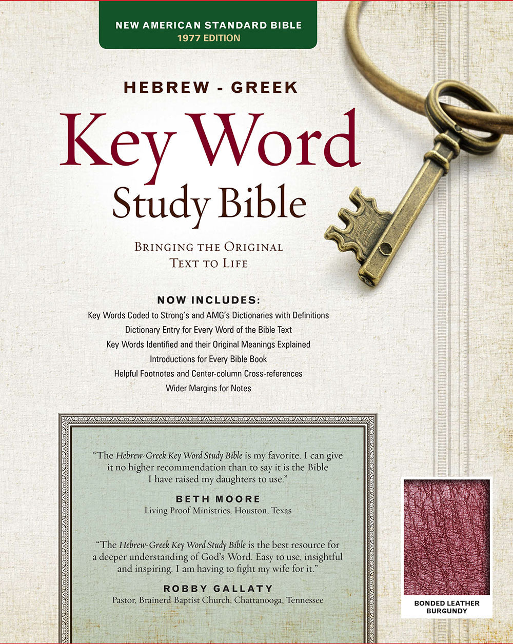 KJV Hebrew-Greek Key Word Study Bible Burgundy Bonded Leather Indexed