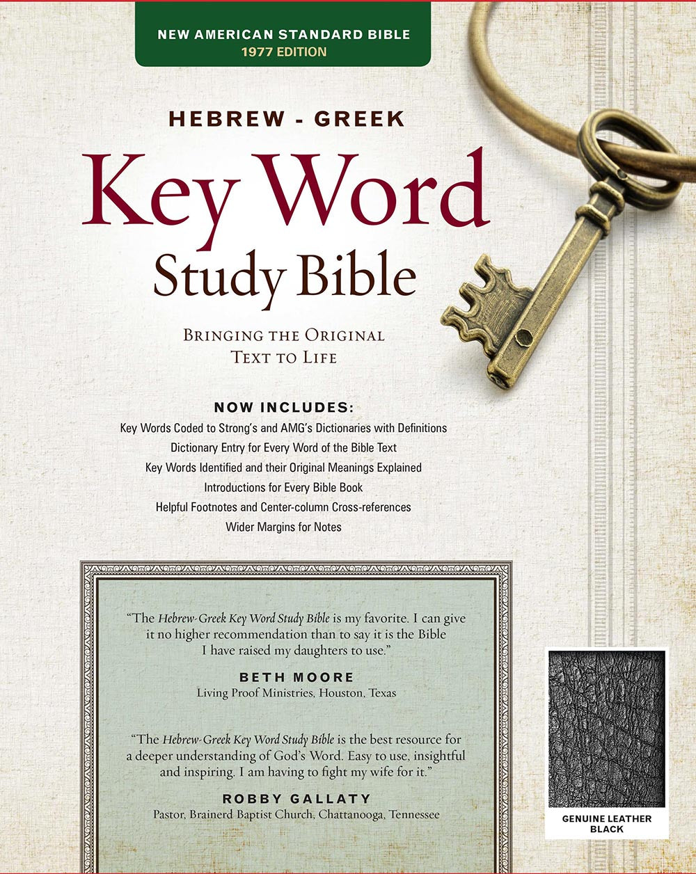 NASB Hebrew-Greek Key Word Study Bible Black Genuine Indexed