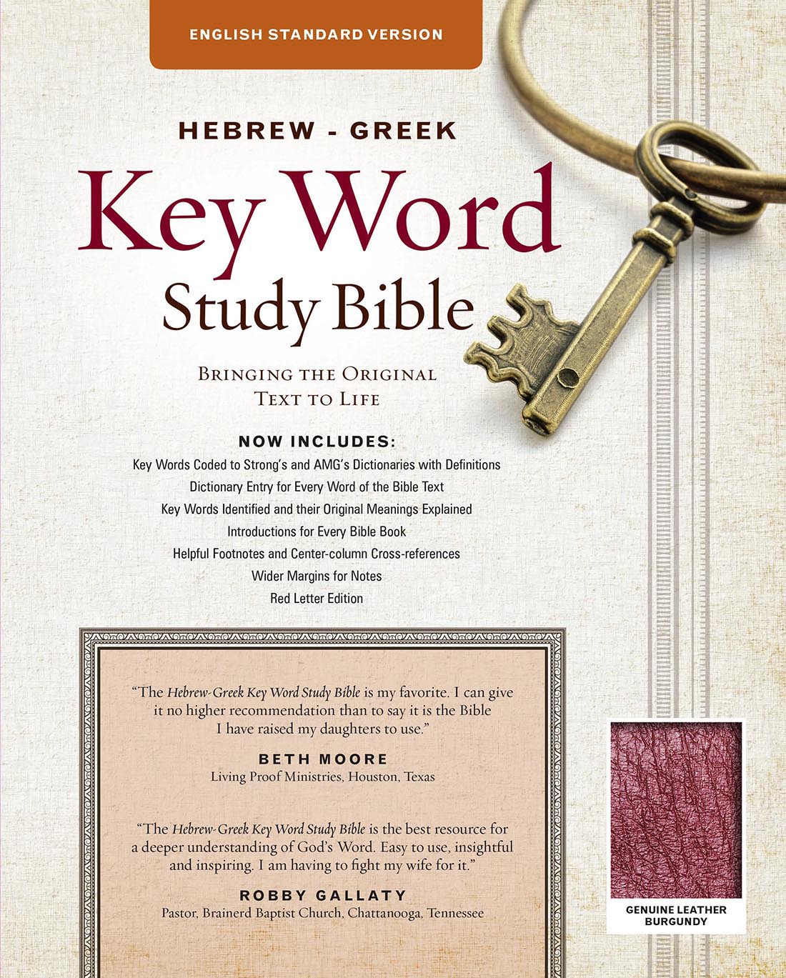 ESV Hebrew-Greek Key Word Study Bible Burgundy Indexed