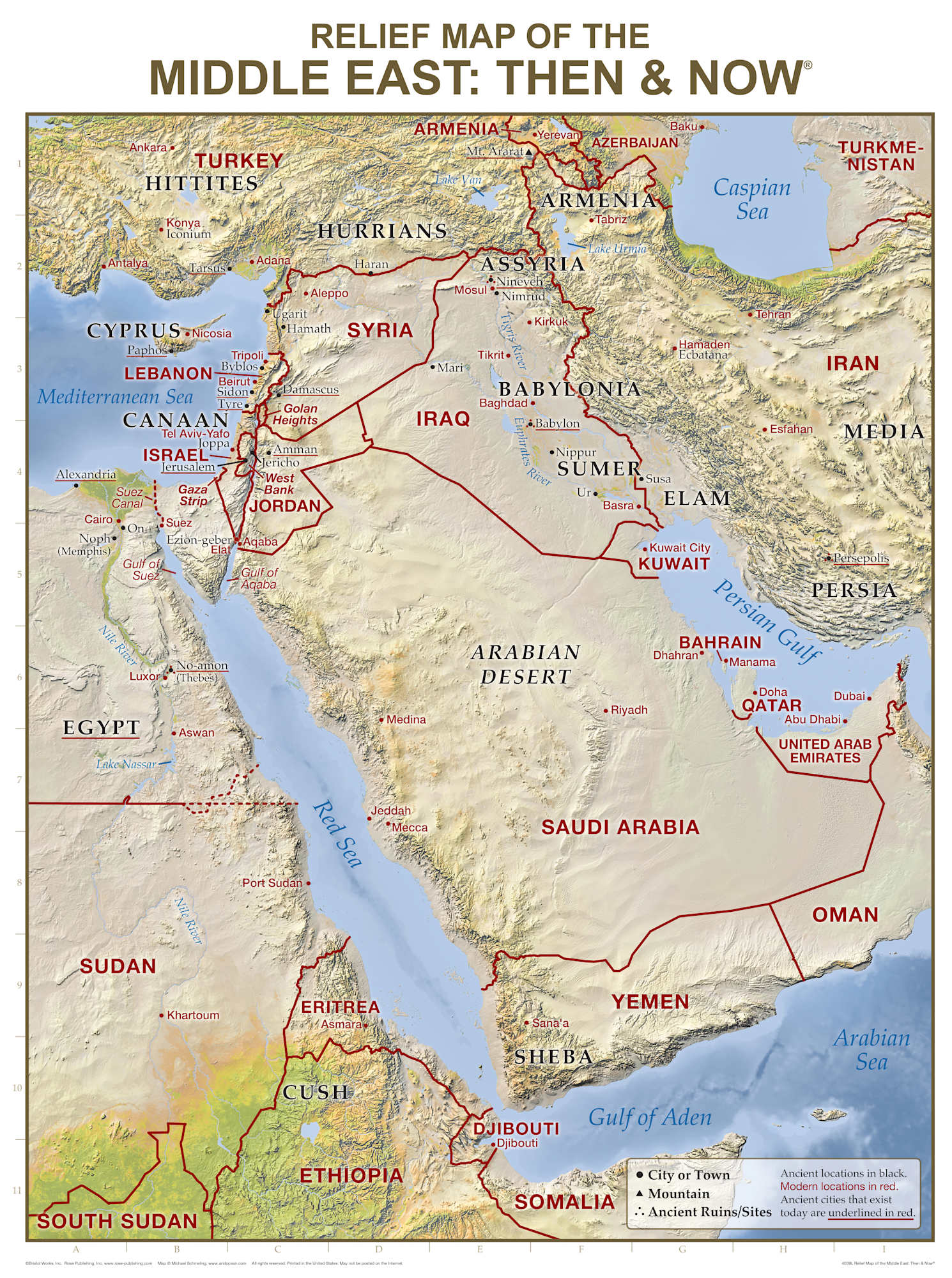 Middle East Relief Map (Laminated) (Then And Now Series)