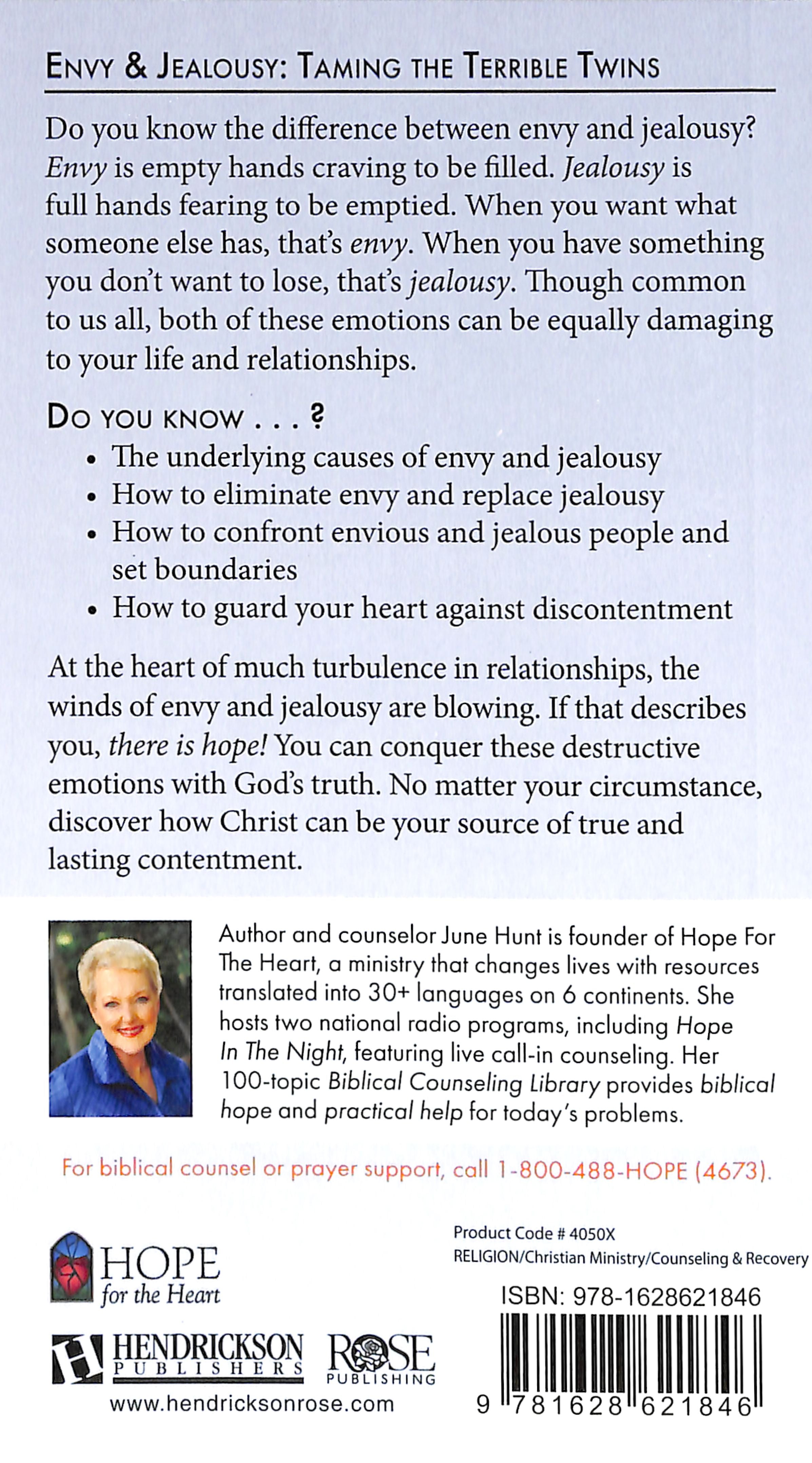 Envy and Jealousy: Taming the Terrible Twins (Hope For The Heart Series)