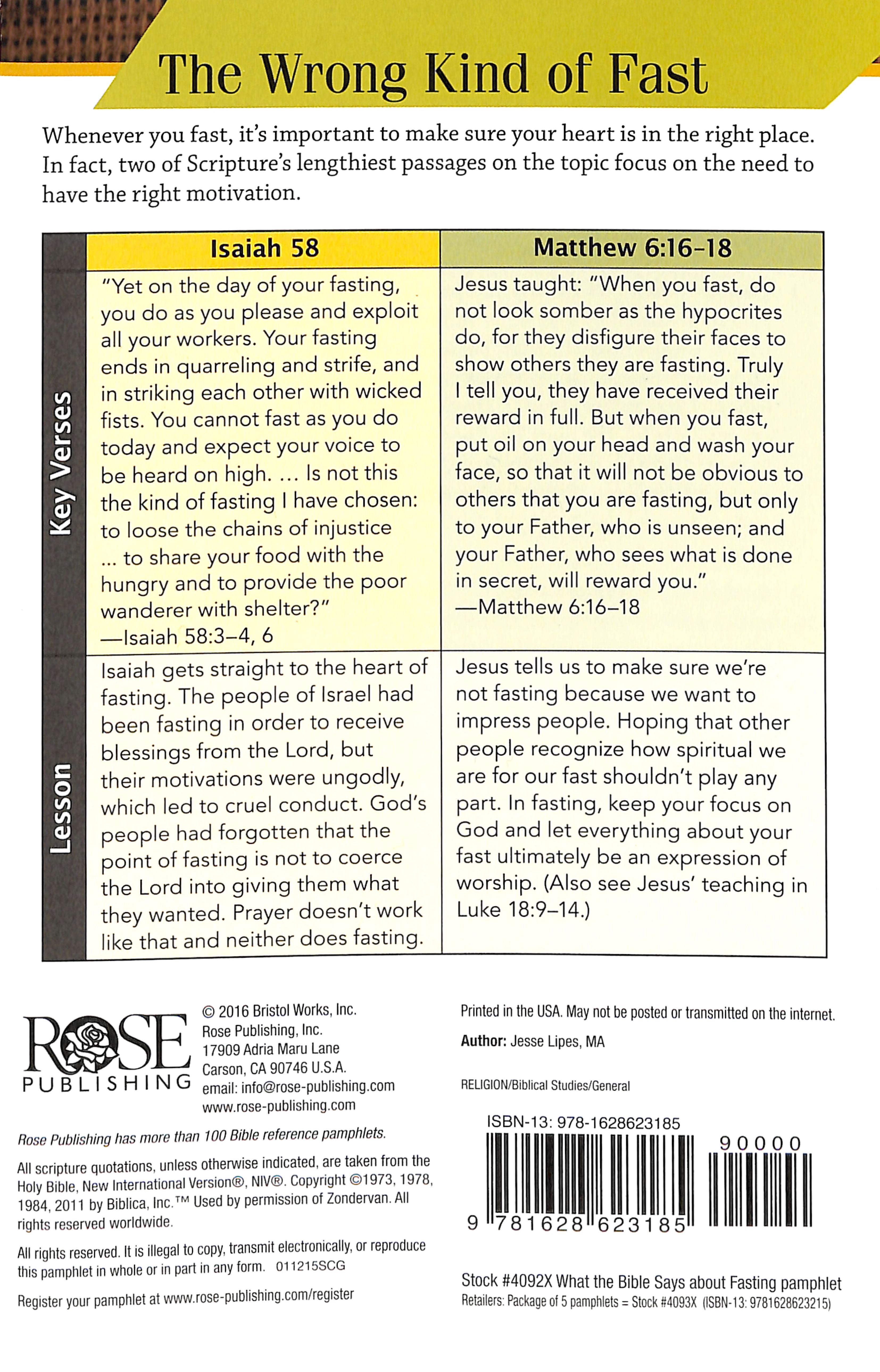 What the Bible Says About Fasting (Rose Guide Series)