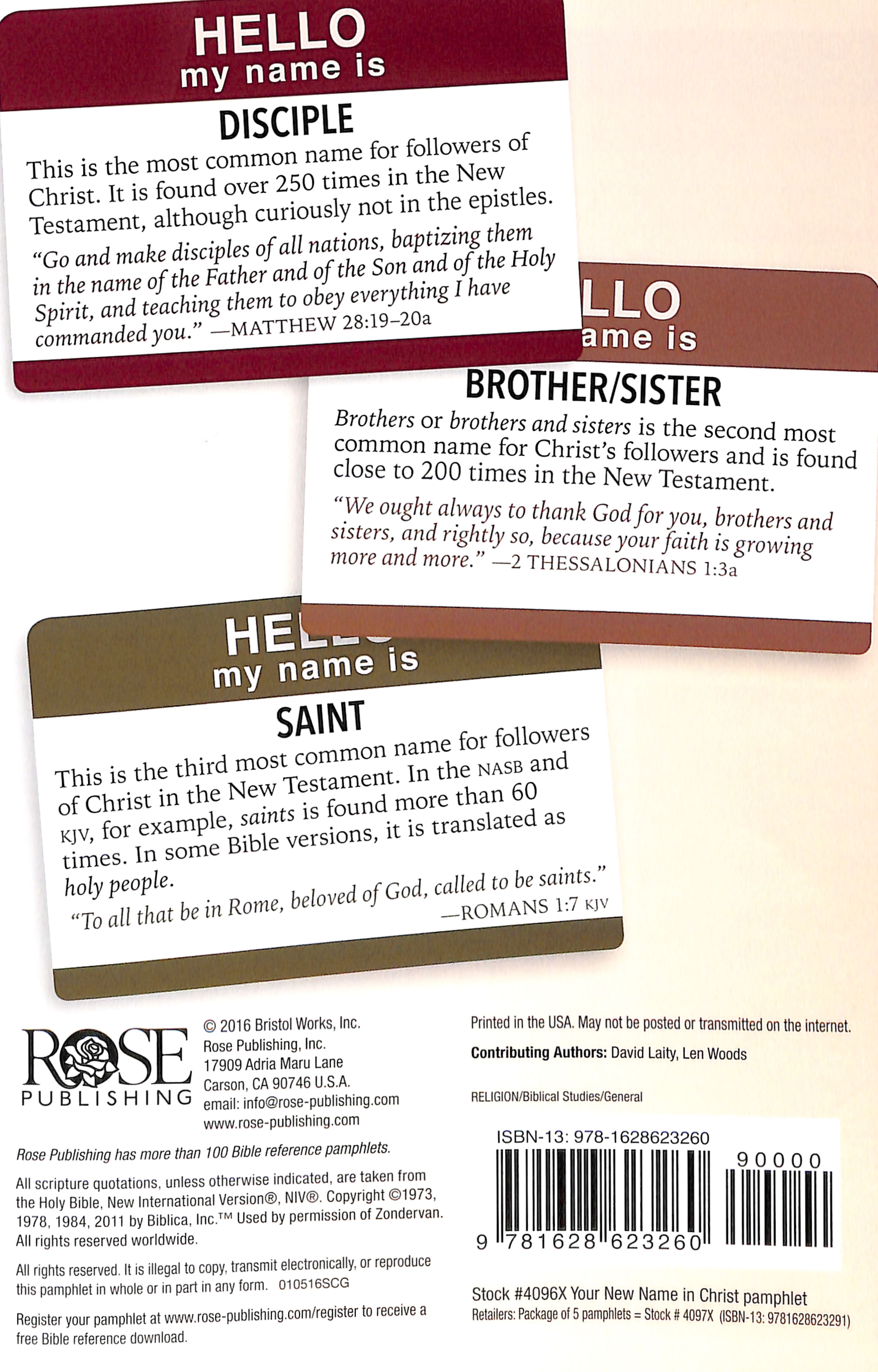 Your New Name in Christ: 50 Names For Believers (Rose Guide Series)