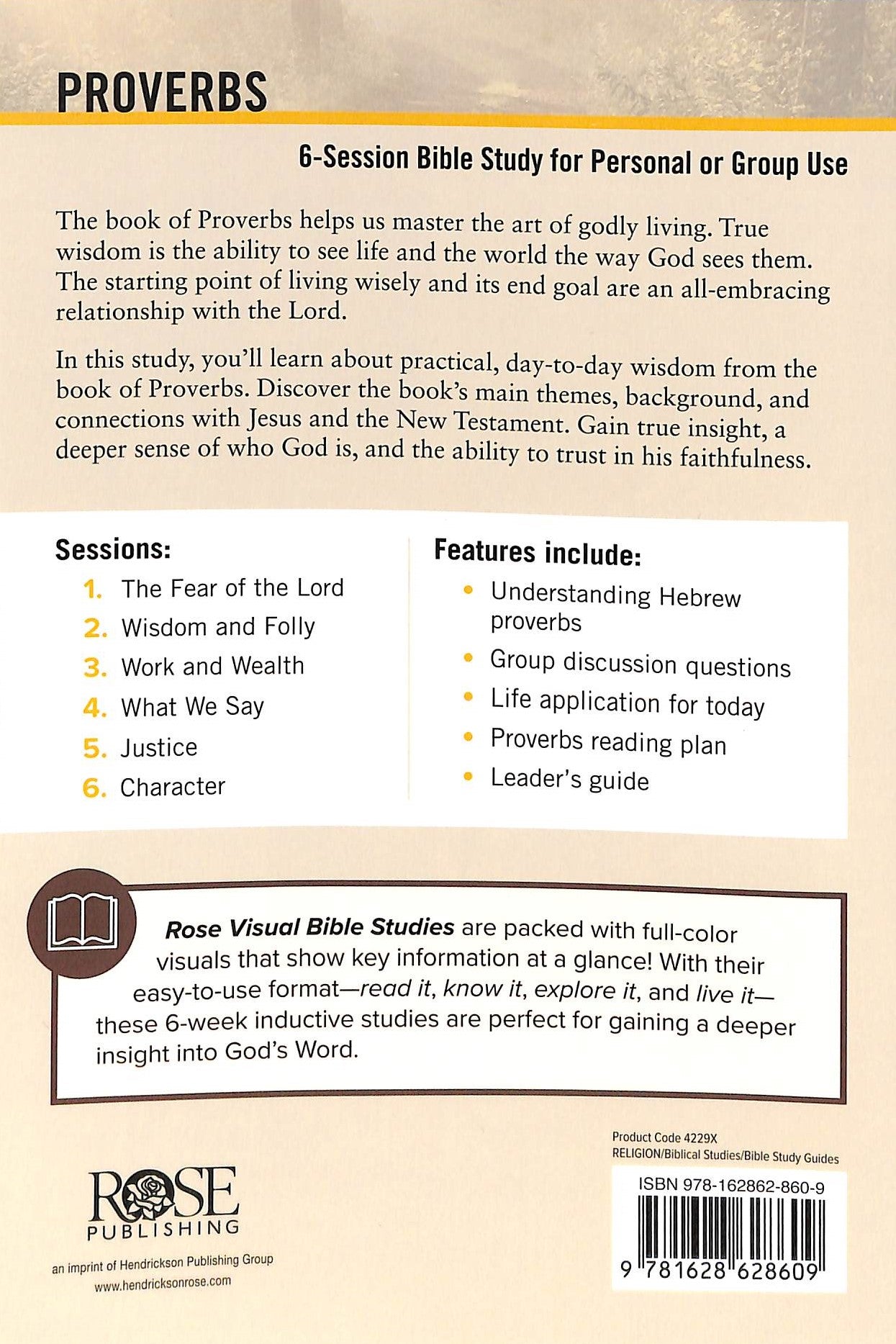 Proverbs (6 Sessions, Incl Leader's Guide) (Rose Visual Bible Studies Series)