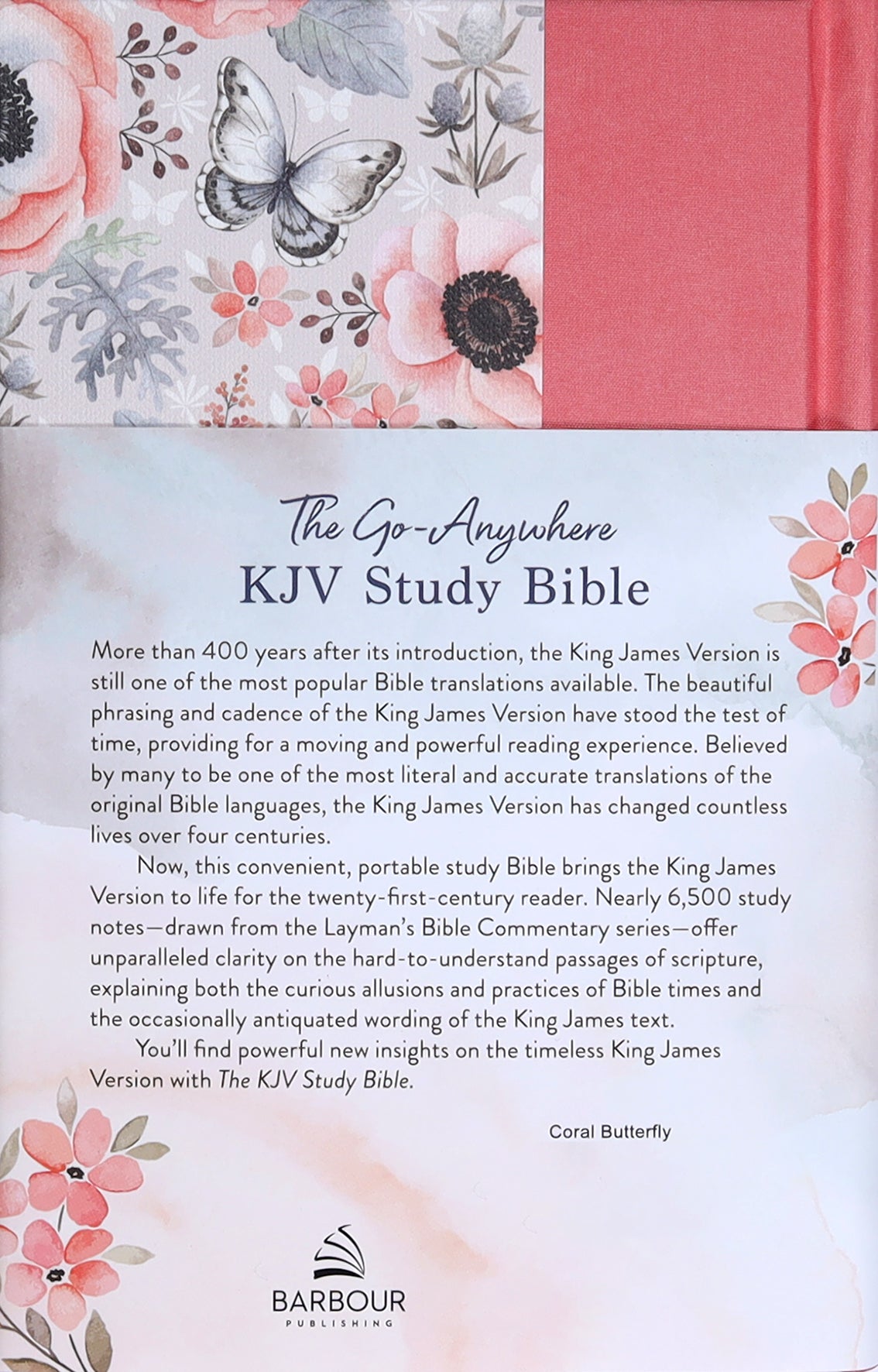 KJV Go-Anywhere Study Bible Coral Butterfly (Red Letter Edition)