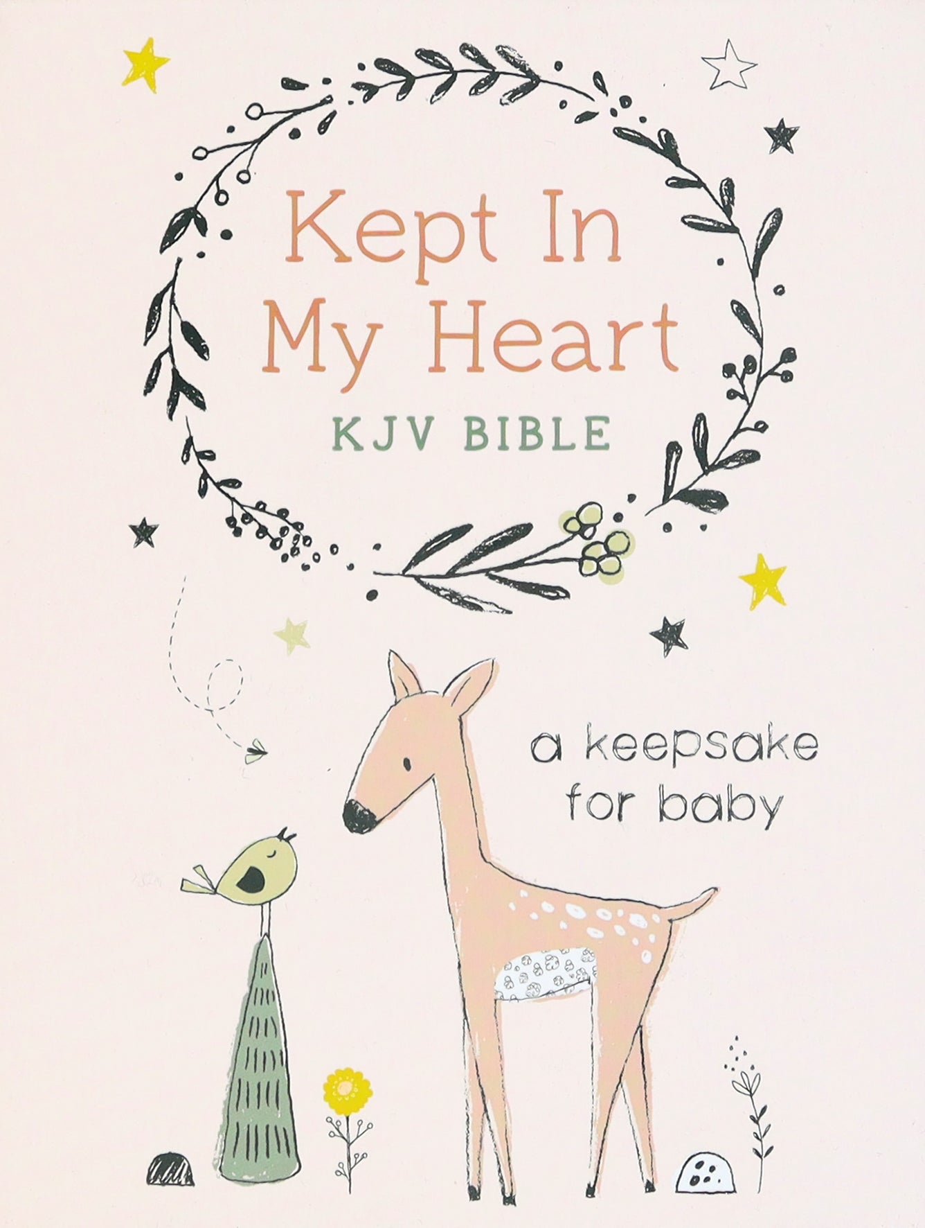 KJV Kept in My Heart Bible: A Keepsake For Baby (Coral Woodland)