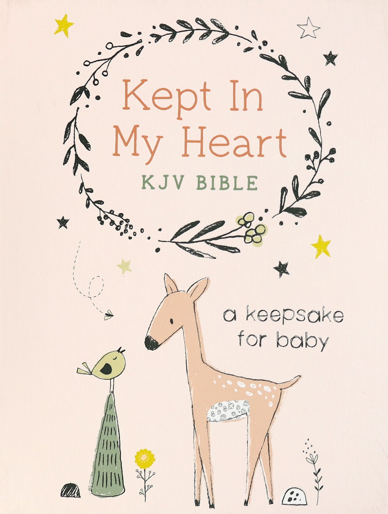 KJV Kept in My Heart Bible: A Keepsake For Baby (Coral Woodland)