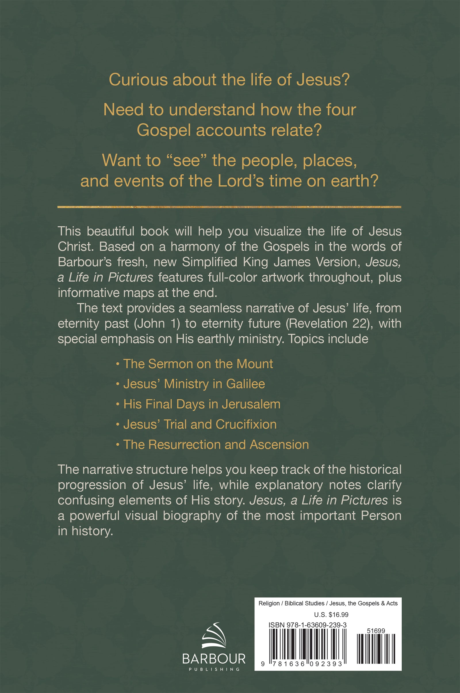 Jesus, a Life in Pictures: His Complete Story Interwoven From the Biblical Gospels