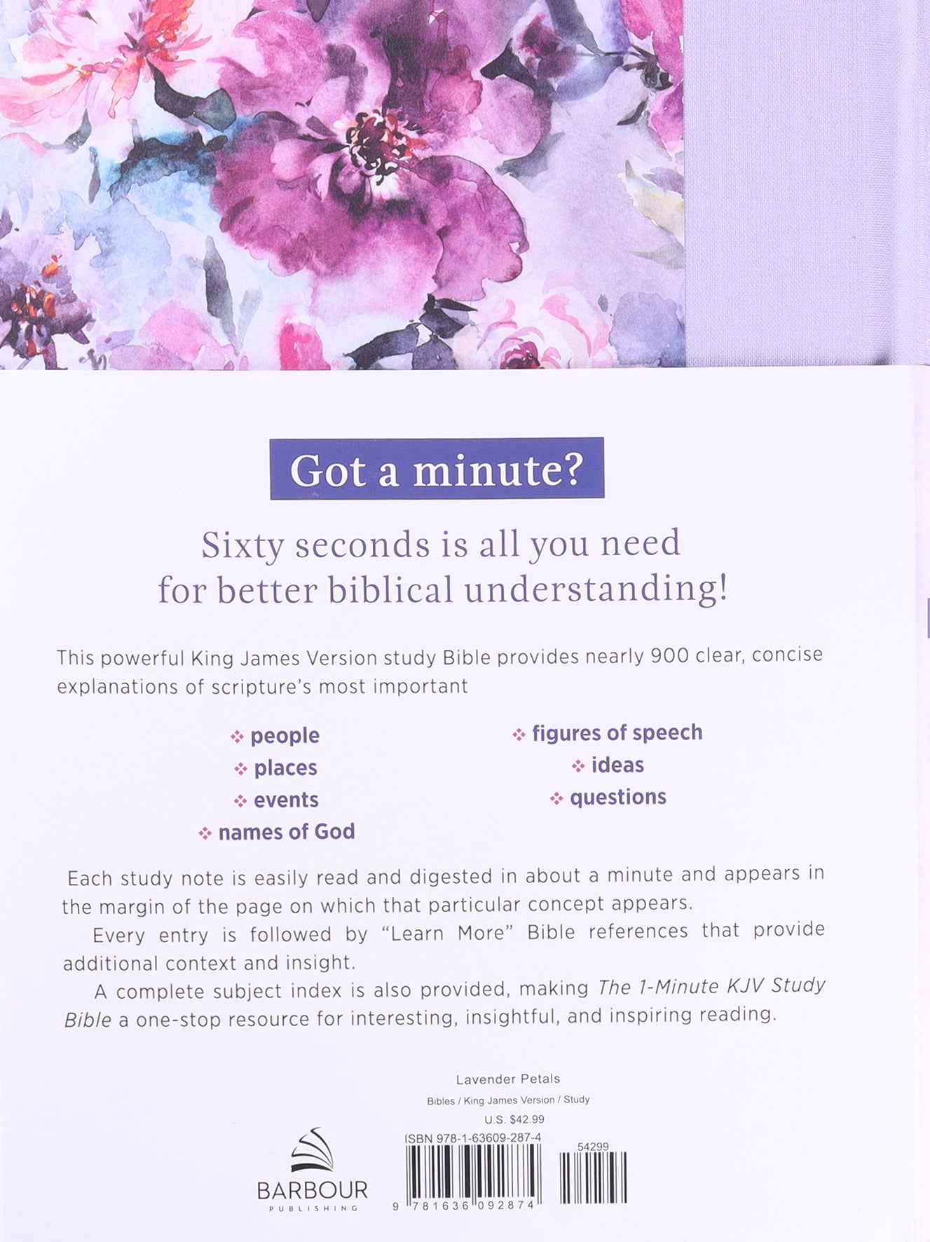 KJV 1-Minute Study Bible Lavender Petals