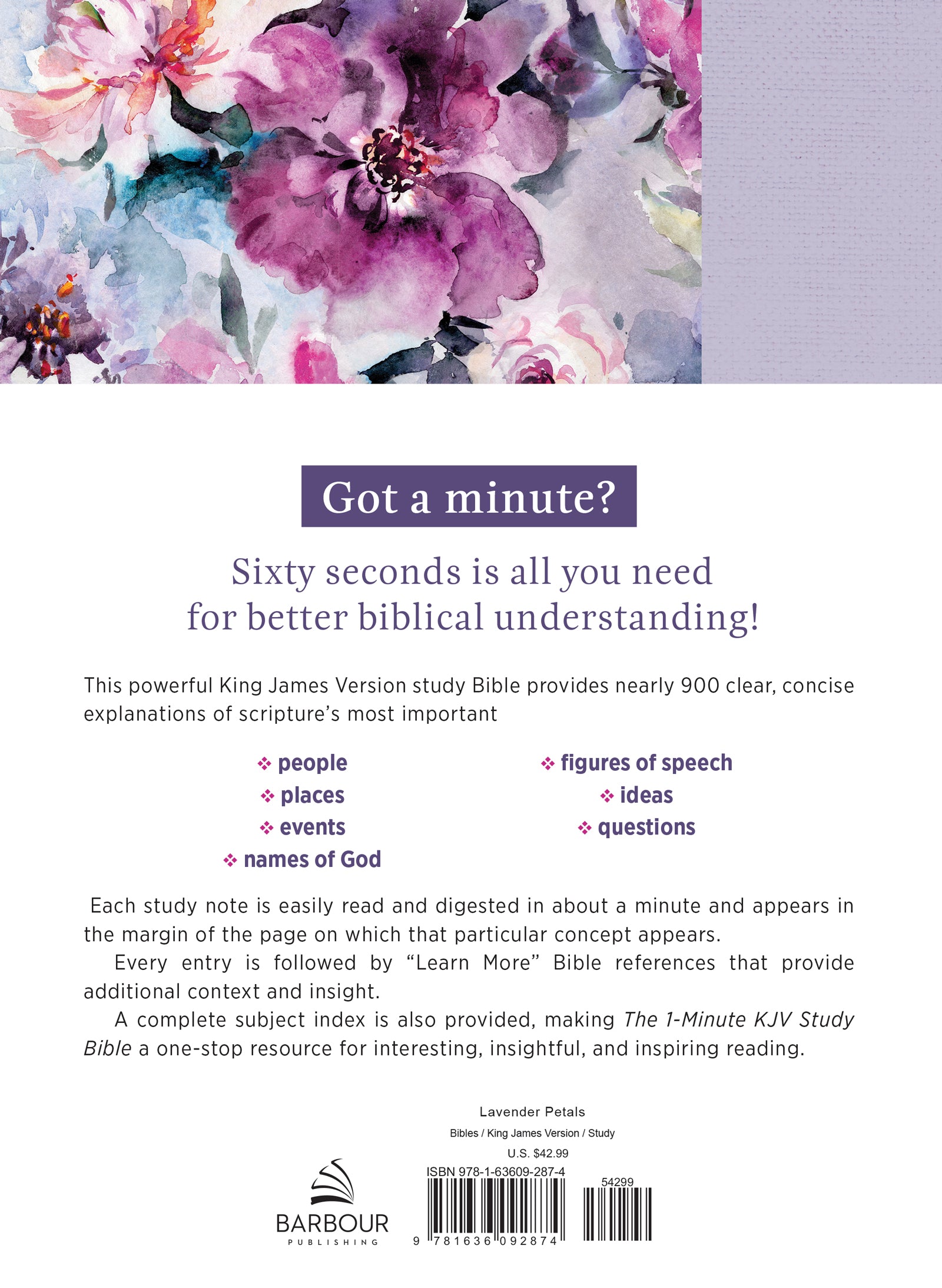 KJV 1-Minute Study Bible Lavender Petals