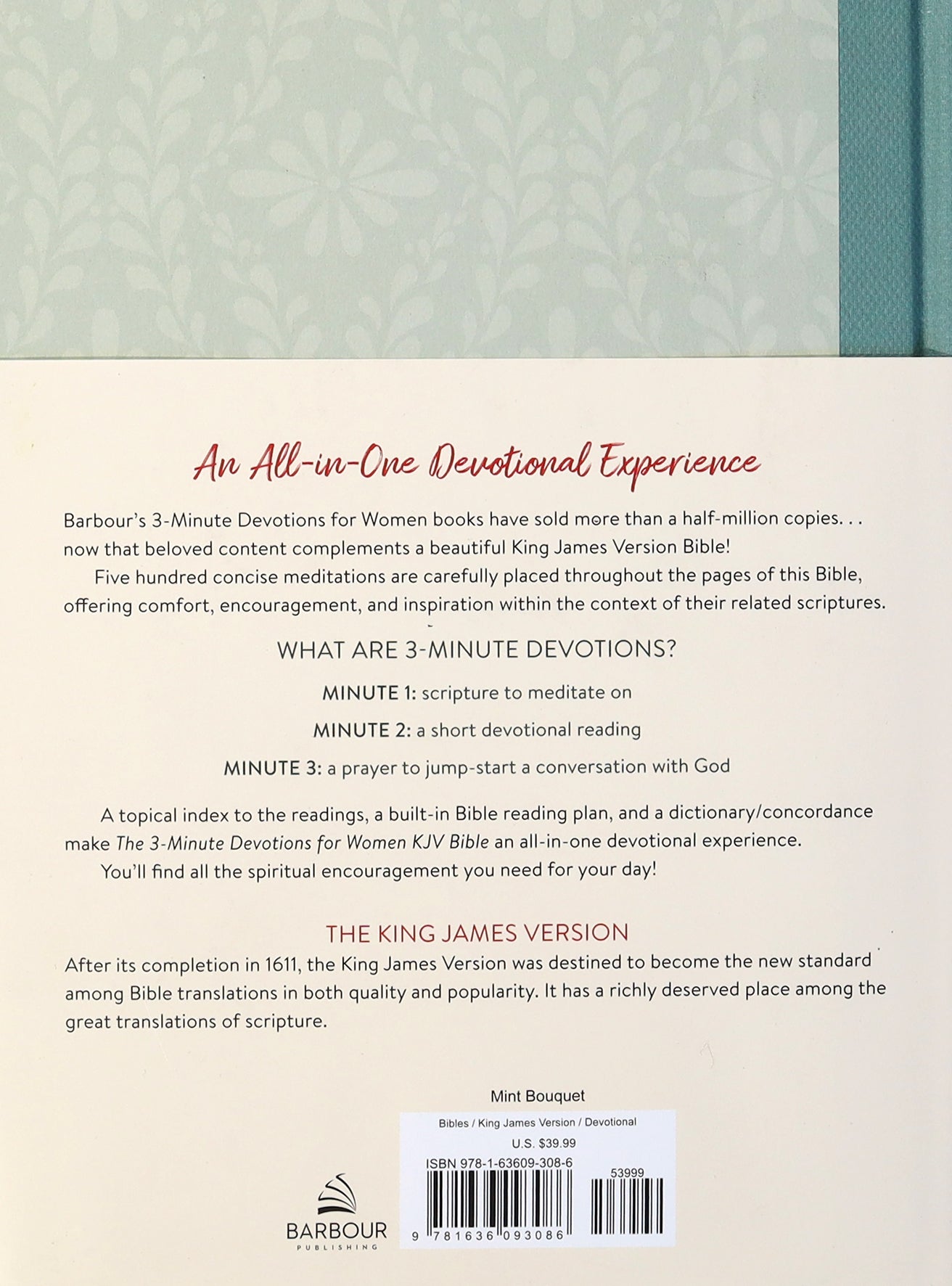 KJV 3-Minute Devotions For Women Bible Mint Bouquet (3 Minute Devotions Series)