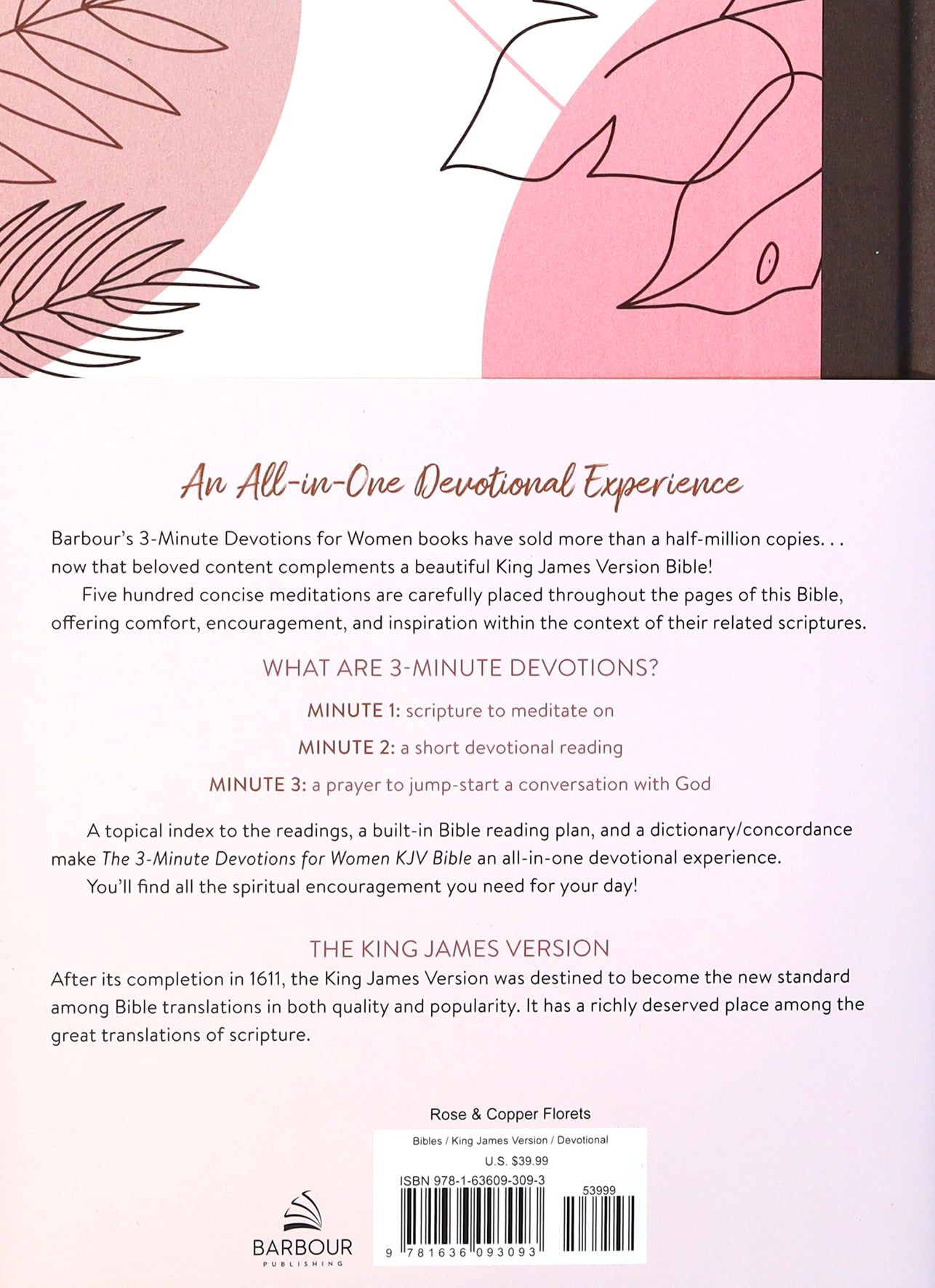KJV 3-Minute Devotions For Women Bible Rose & Copper Florets (3 Minute Devotions Series)