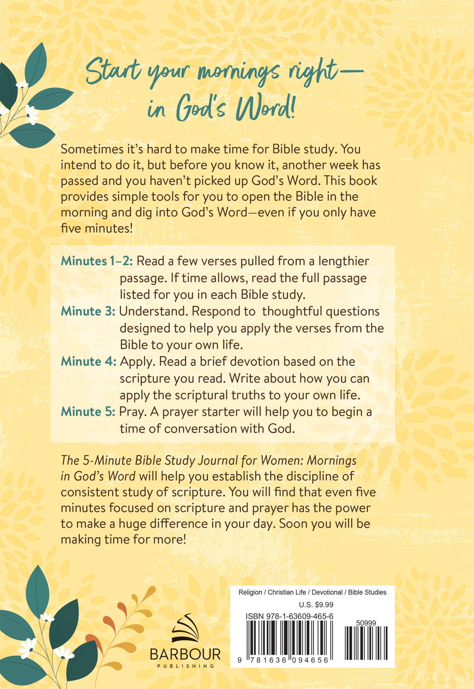 5-Minute Bible Study Journal For Women: The Mornings in God's Word