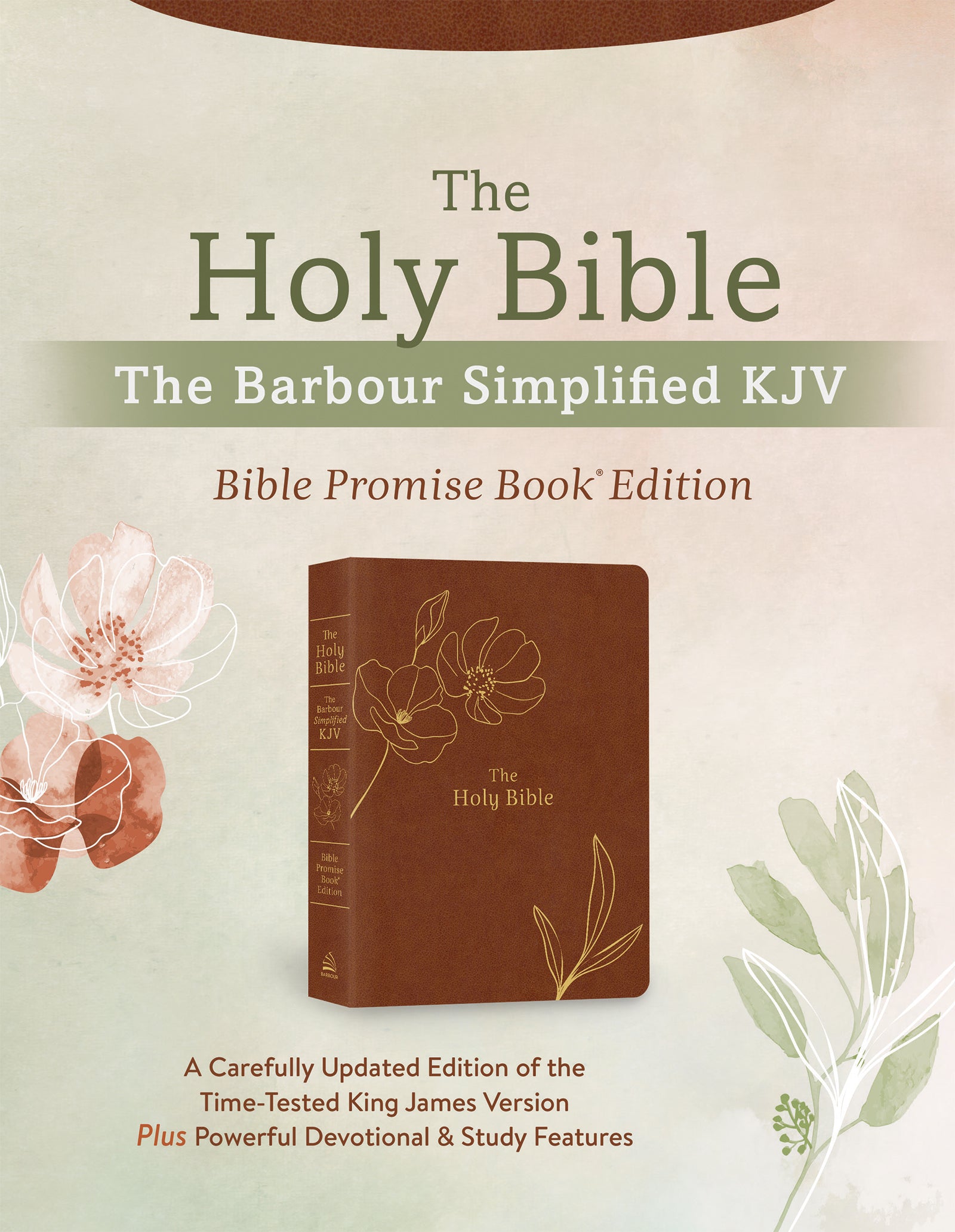 Simplified KJV Bible Promise Book Edition Chestnut Floral
