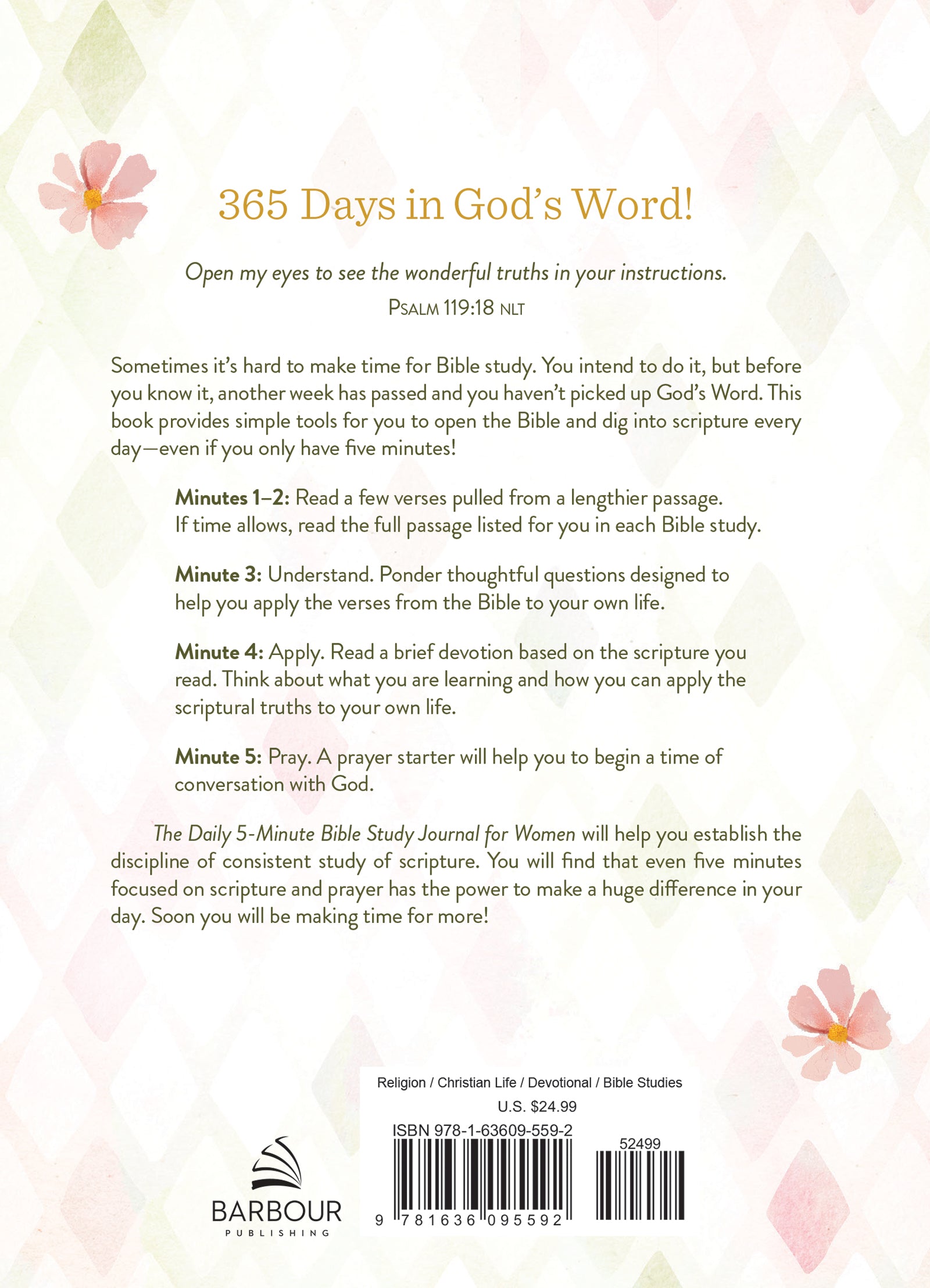 The Daily 5-Minute Bible Study Journal For Women: 365 Encouraging Readings (5-minute Bible Study Series)