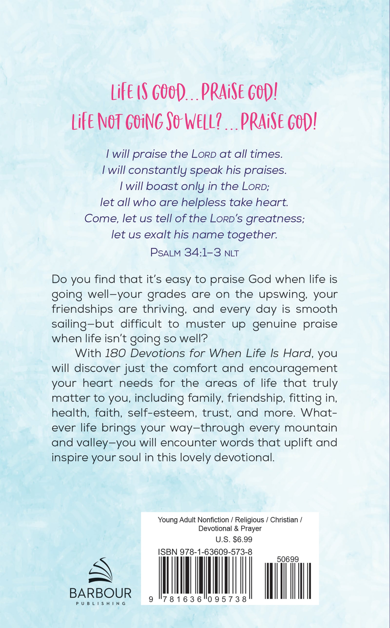 180 Devotions For When Life is Hard: Encouragement For a Teen Girl's Heart