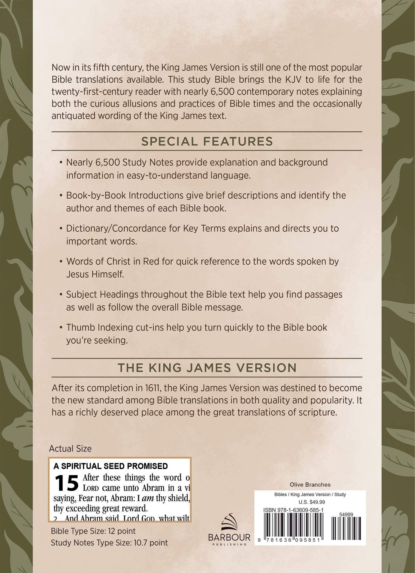KJV Study Bible Large Print Olive Branches (Red Letter Edition)