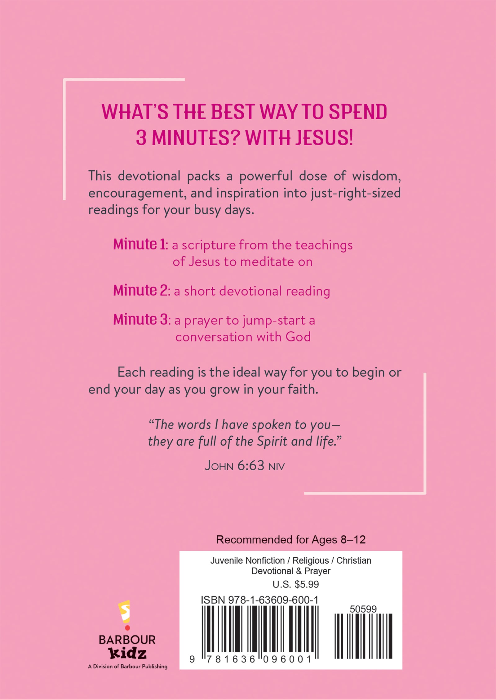 3 Minutes With Jesus: 180 Devotions For Girls (3 Minute Devotions Series)
