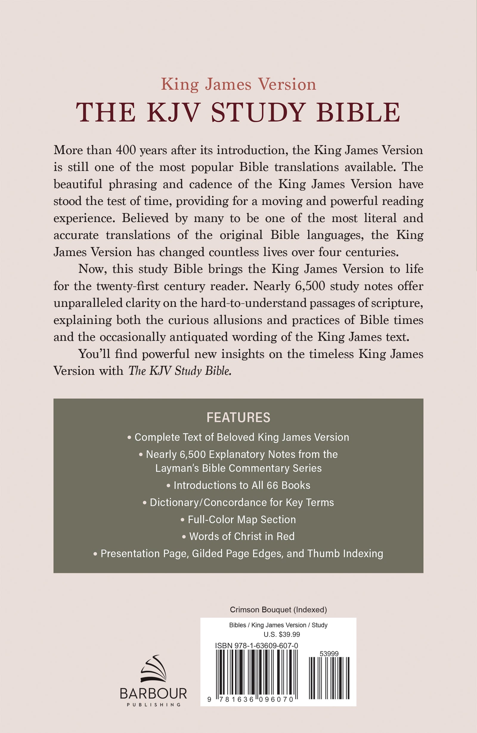 KJV Study Bible Indexed Crimson Bouquet (Red Letter Edition)