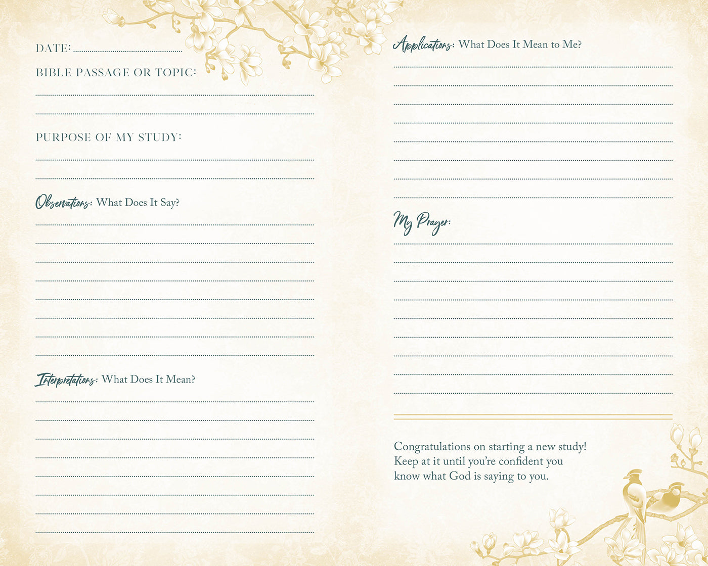 Journal: My Bible Study Tracker (Blossoms & Birds)