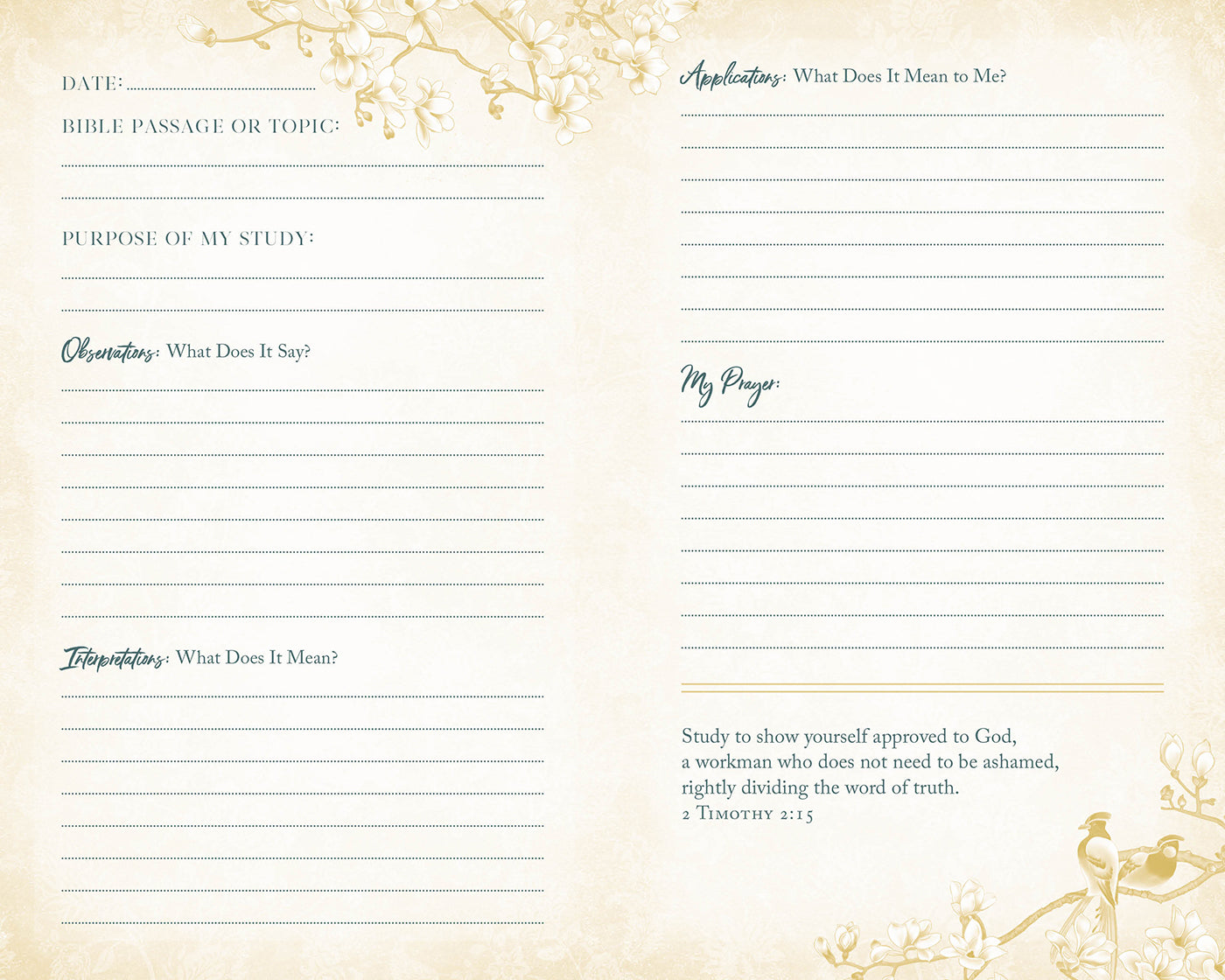 Journal: My Bible Study Tracker (Blossoms & Birds)