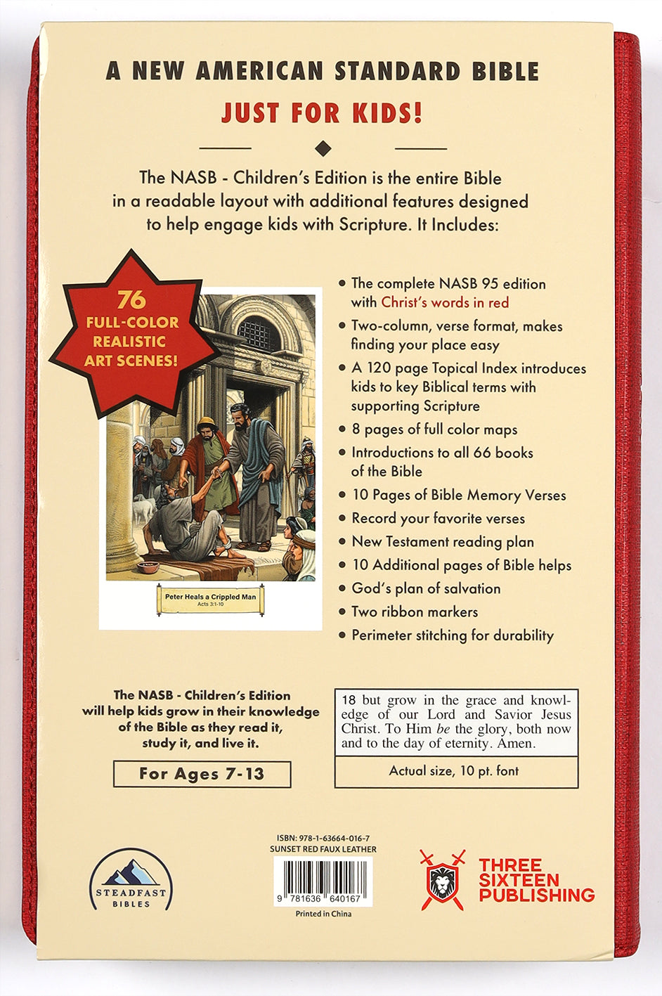 NASB Holy Bible Children's Edition Sunset Red (Red Letter Edition)