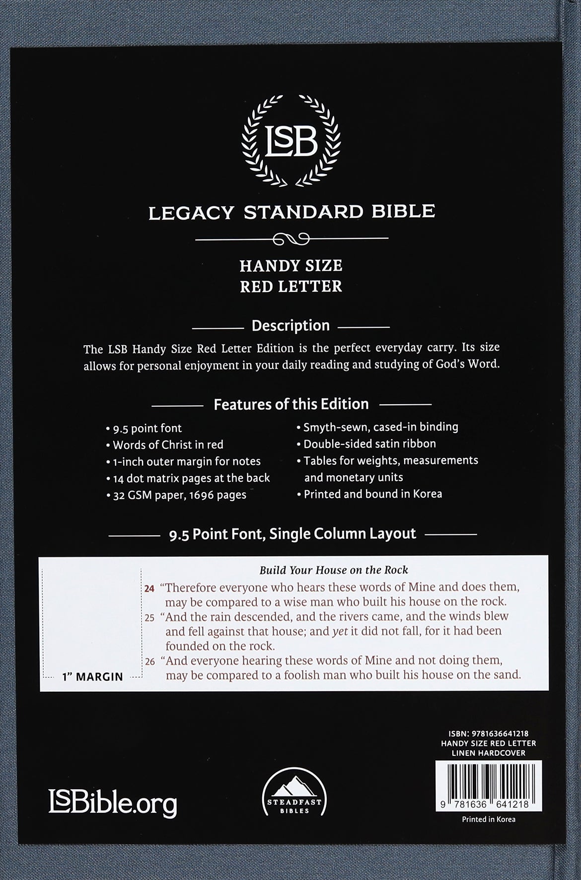 Lsb Legacy Standard Bible Handy Size Blue Grey Linen (Red Letter Edition)