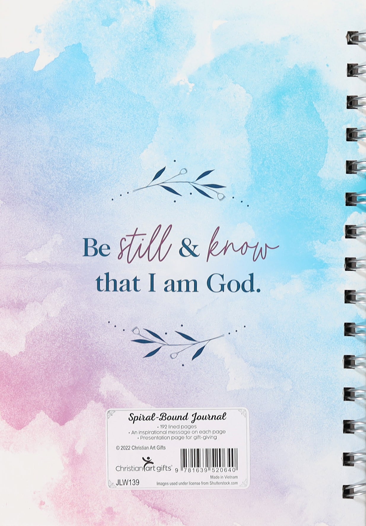 Journal: Be Still & Know Pink/Blue Watercolor (Psalm 46:10)
