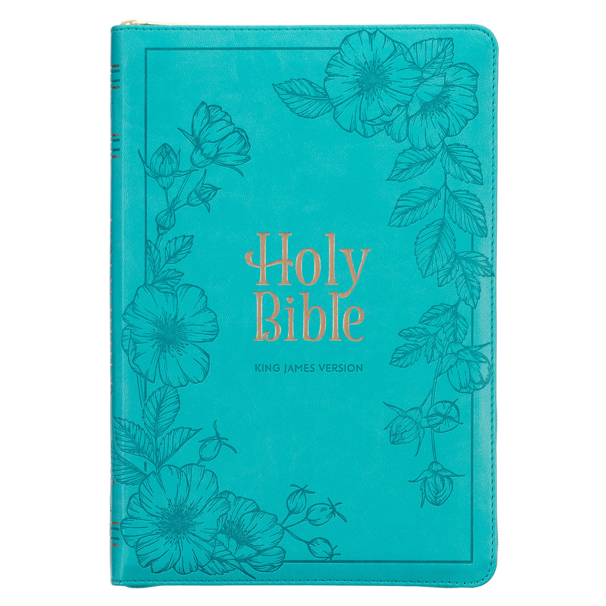KJV Large Print Thinline Bible Zipper Closure Thumb Index Teal (Red Letter Edition)