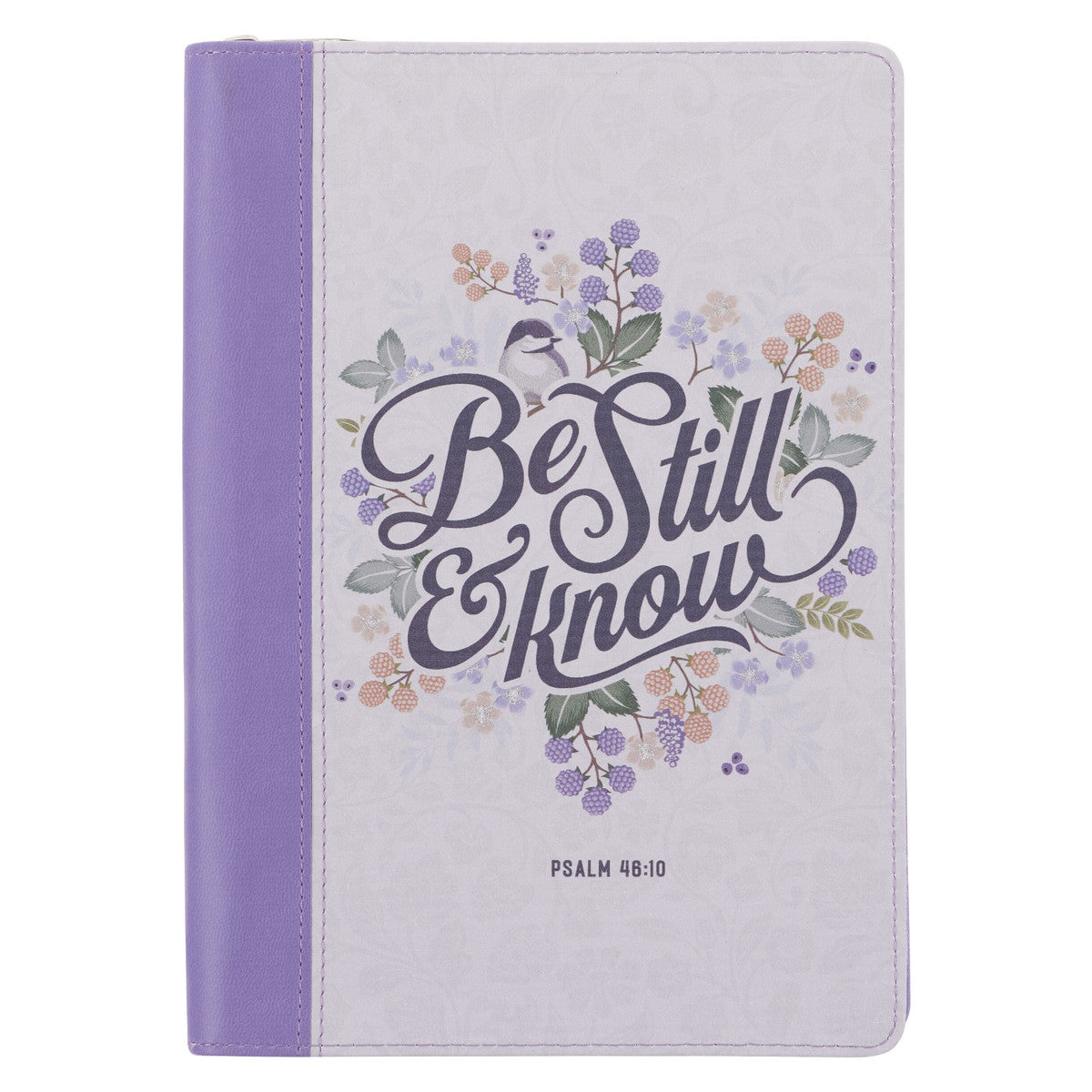 Journal Zippered: Be Still & Know, Purple Pasture (Psalm 48:10)