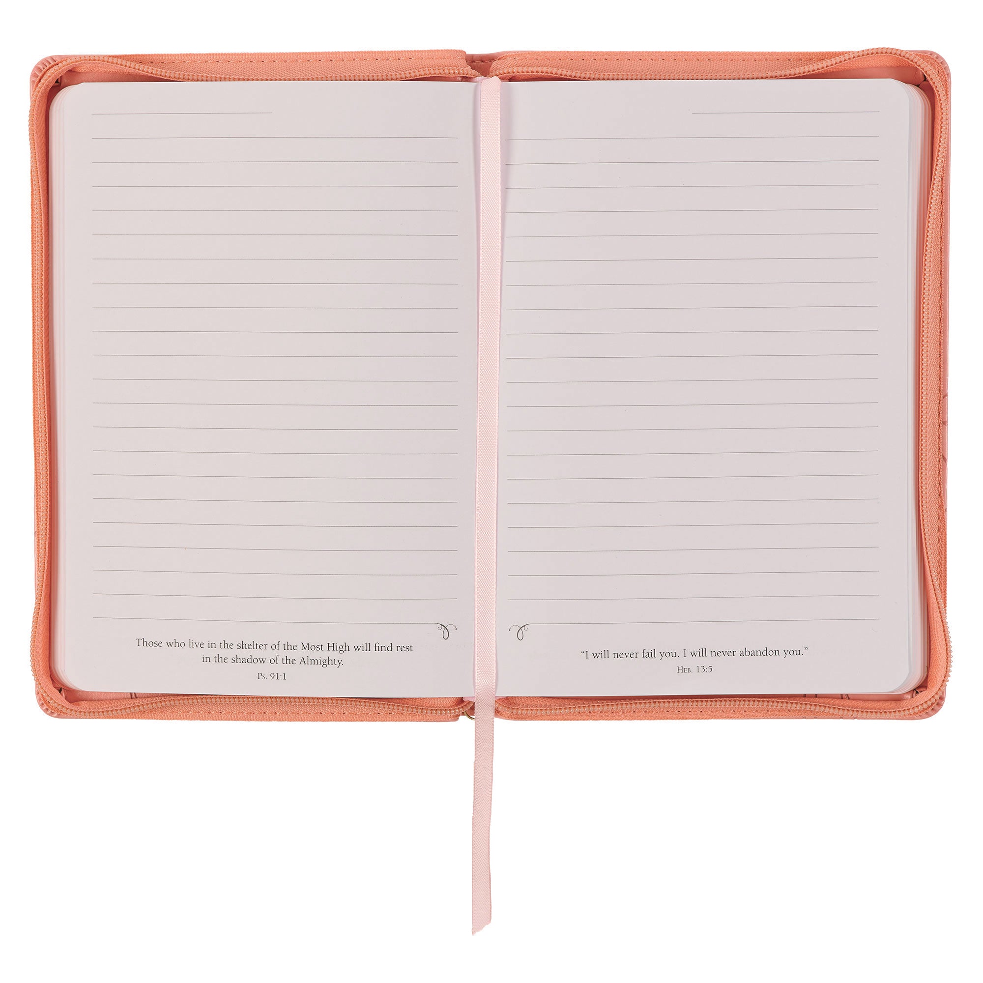 Journal Zippered: His Mercy Never Fails, Pink (Pastel Meadow Collection)