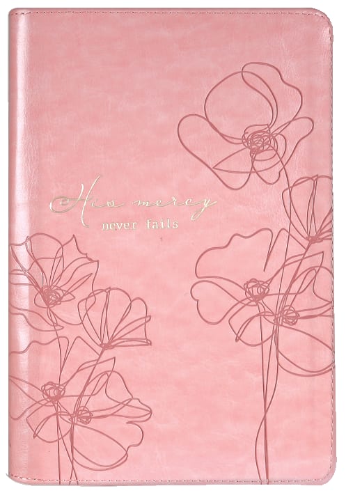 Journal Zippered: His Mercy Never Fails, Pink (Pastel Meadow Collection)