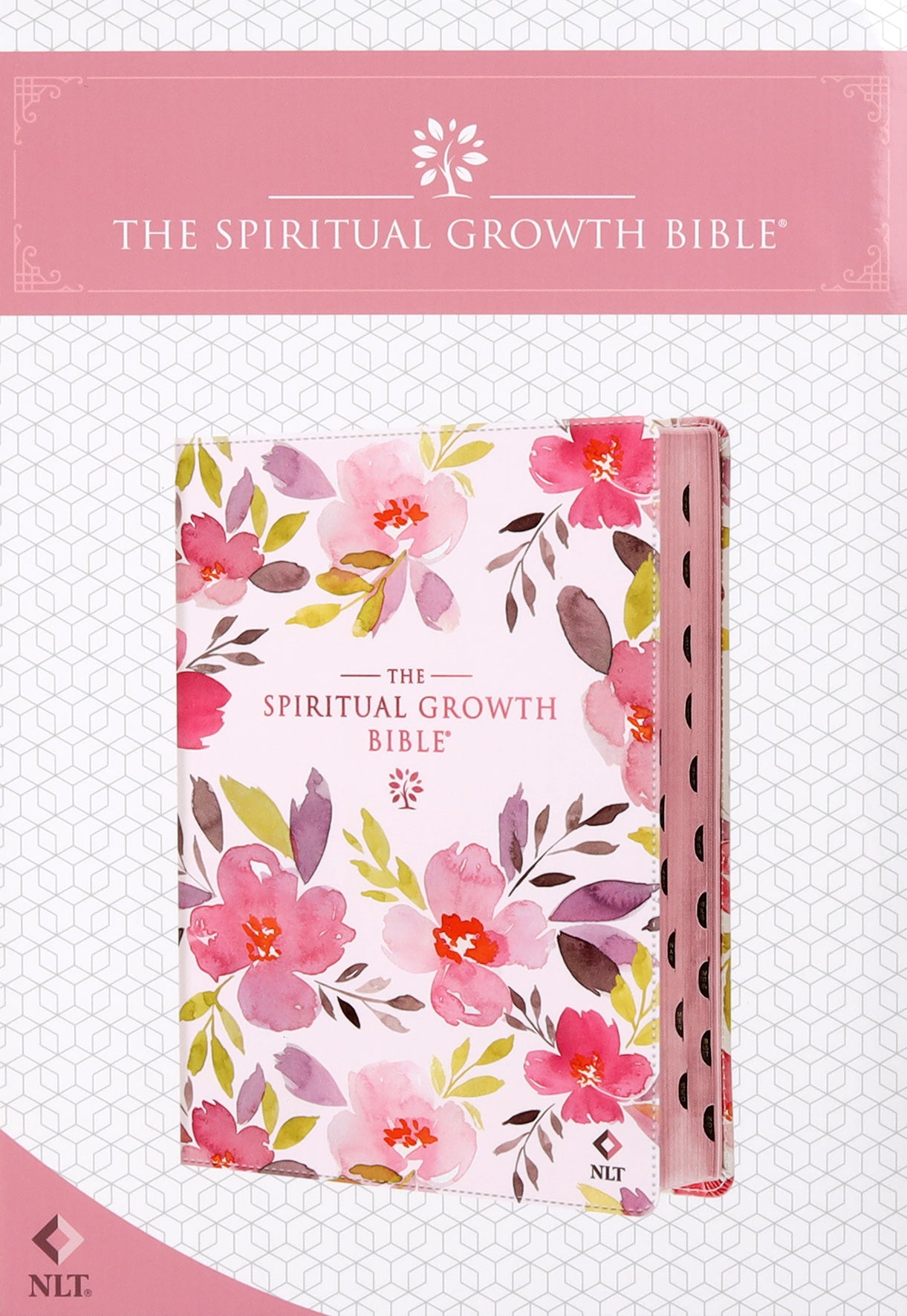NLT Spiritual Growth Bible Indexed Pink Purple Printed Floral