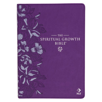 NLT Spiritual Growth Bible Indexed Purple Debossed Floral