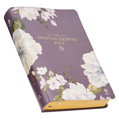 NLT Spiritual Growth Bible Indexed Dusty Purple Floral