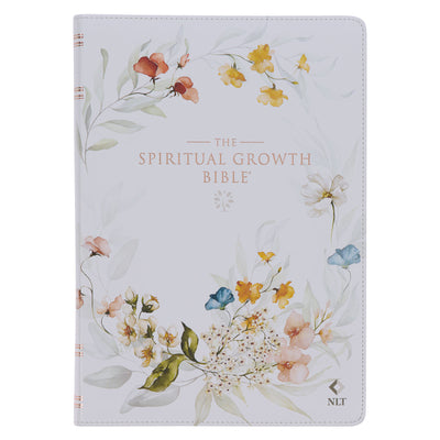 NLT Spiritual Growth Bible Indexed White Printed Floral