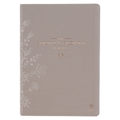 NLT Spiritual Growth Bible Indexed Taupe Embroidered Floral