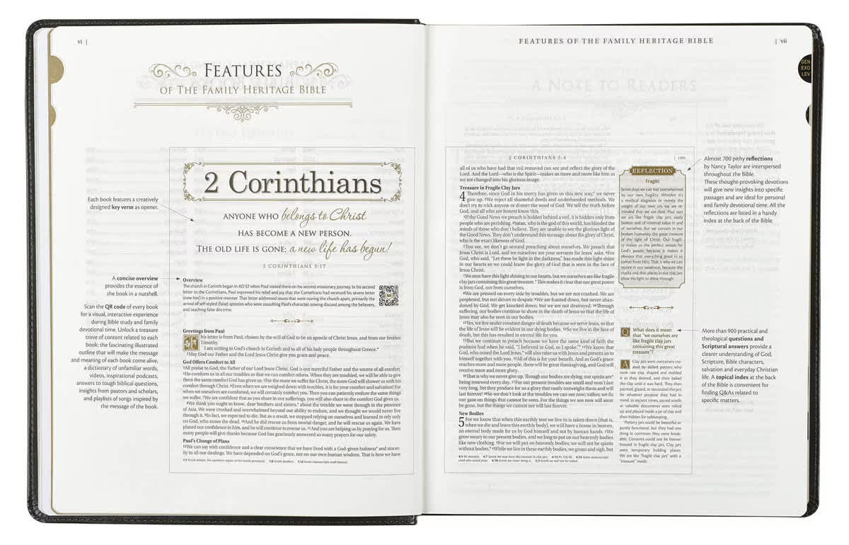 NLT Family Heritage Bible Thumb Index Olive/Brown (Black Letter Edition)