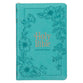 KJV Deluxe Gift Bible Zipper Closure Thumb Index Teal Floral (Red Letter Edition)