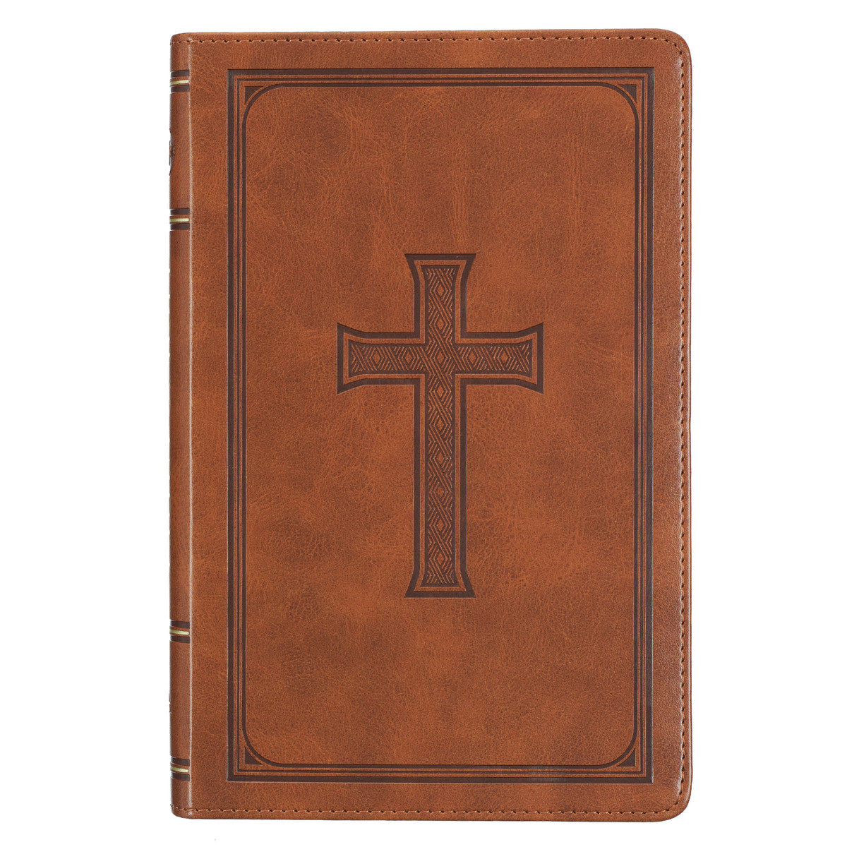 KJV Deluxe Gift Bible Thumb Index Tan Cross (Red Letter Edition)