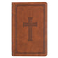 KJV Deluxe Gift Bible Thumb Index Tan Cross (Red Letter Edition)