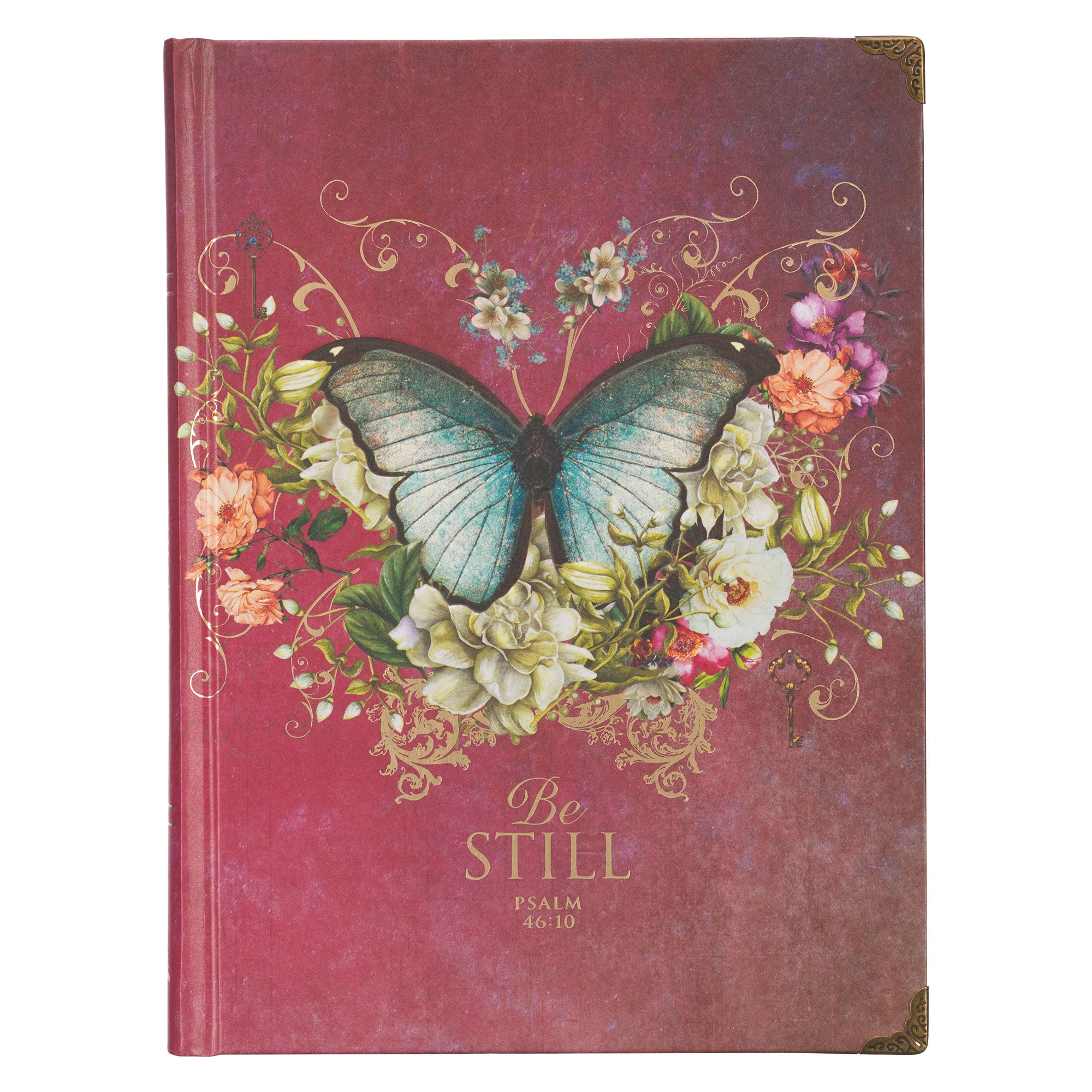 Journal: Be Still Pink Butterfly With Metal Corners (Psalm 46:10) (Secret Garden Series)