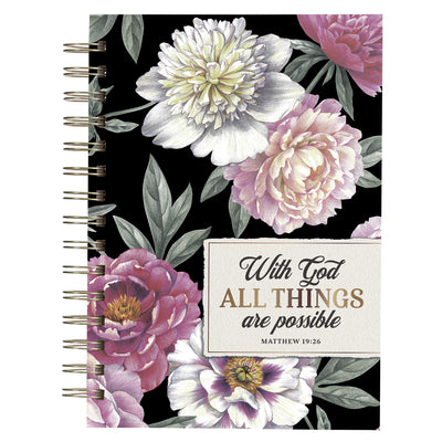 Journal: All Things,  Matt. 19:26, Black Floral