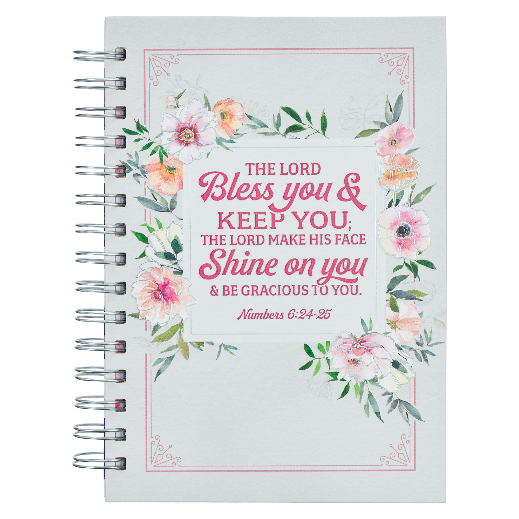 Journal: Bless You and Keep You White/Pink (Numbers 6:24-25) (Bless You Mom Series)